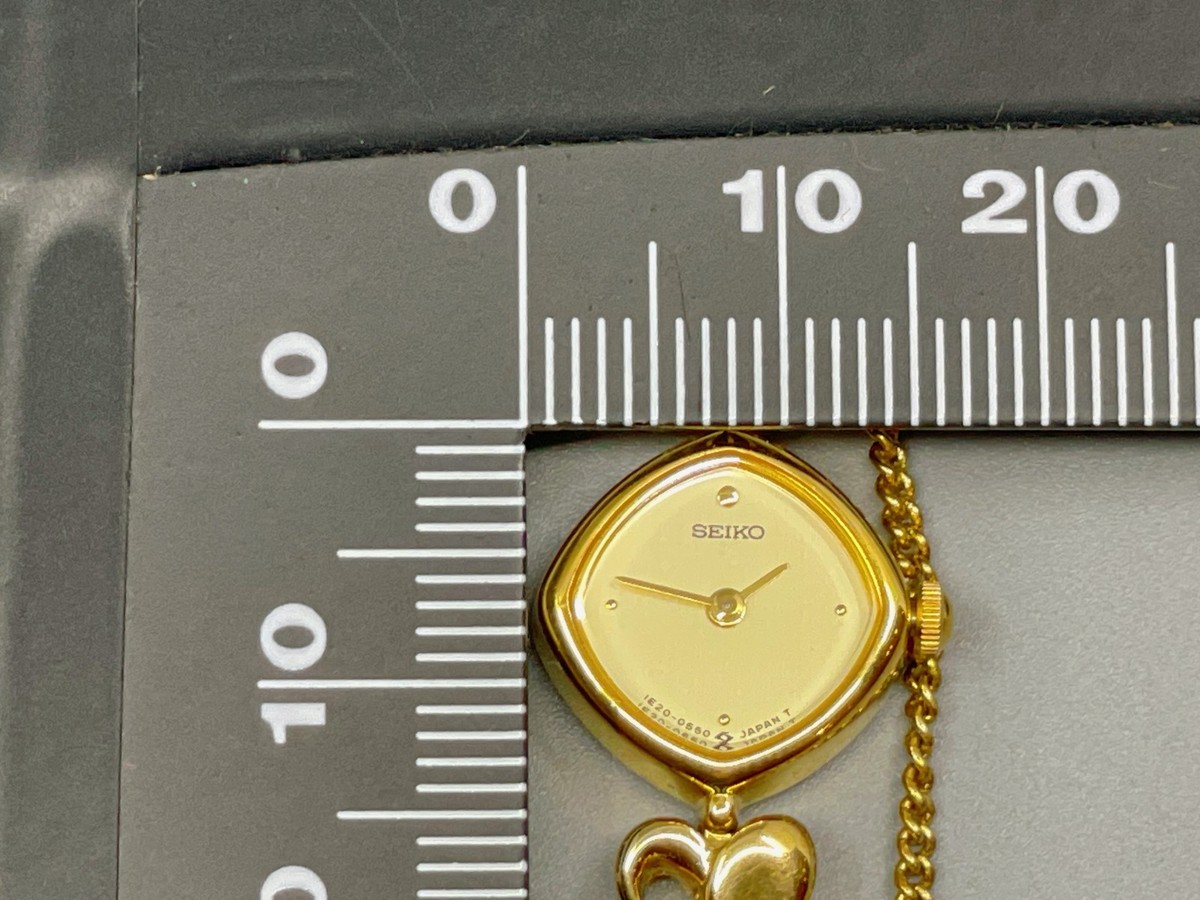 Vintage 1990【N Mint】 Seiko 1E20-5280 14mm Gold Dial Qz Women's