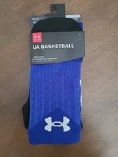 Under Armour Basketball Crew Socks, Blue/Black, Size M, 1 Pair