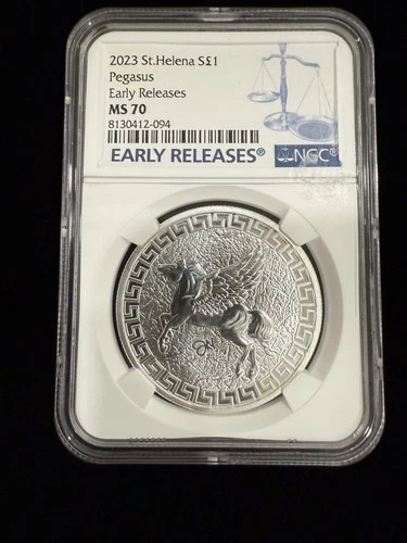 2023 St. Helena Early Releases  Silver Pegasus NGC MS70 ER Blue Label