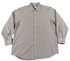 CANALI Shirt Mens XL Red Gray Micro Plaid Button Up Italy Dress Top L/S