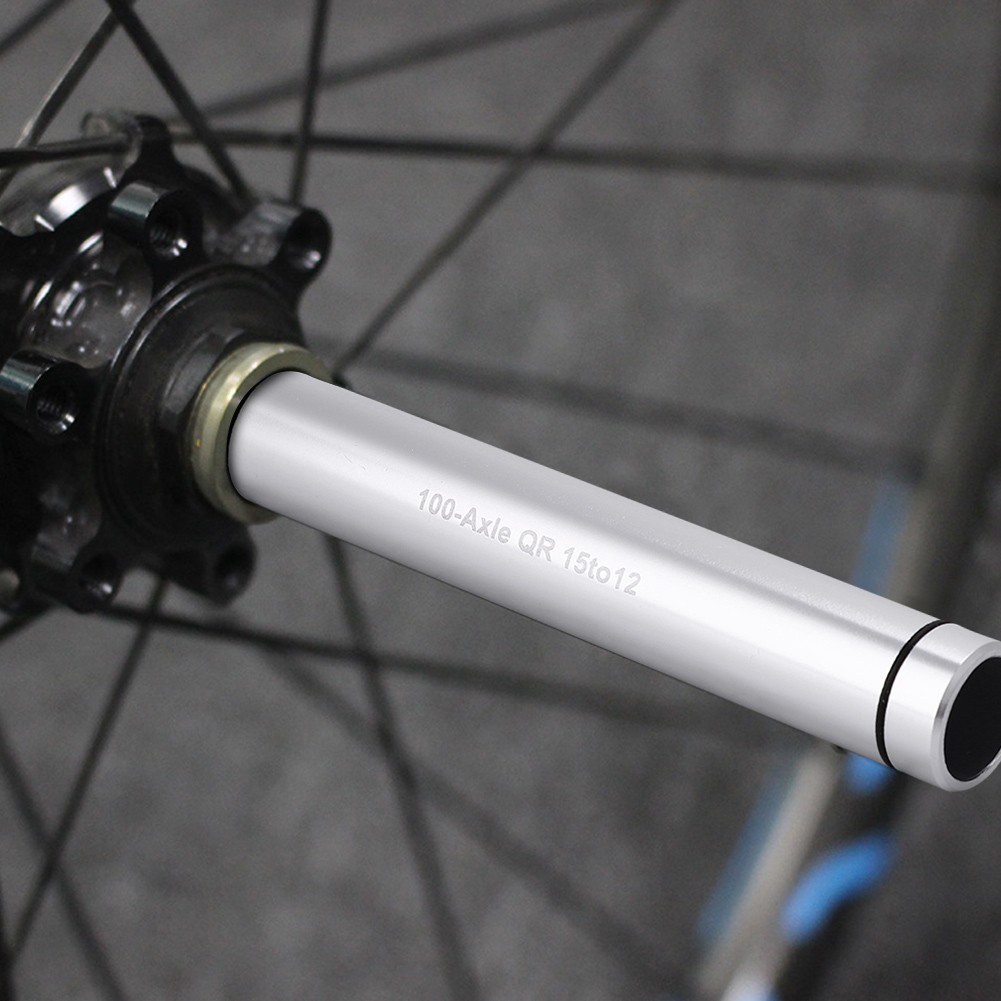 Silver Bicycle Bike Thru Axle Hub Adapter 15mm To 12mm Quick Release Skewer CU