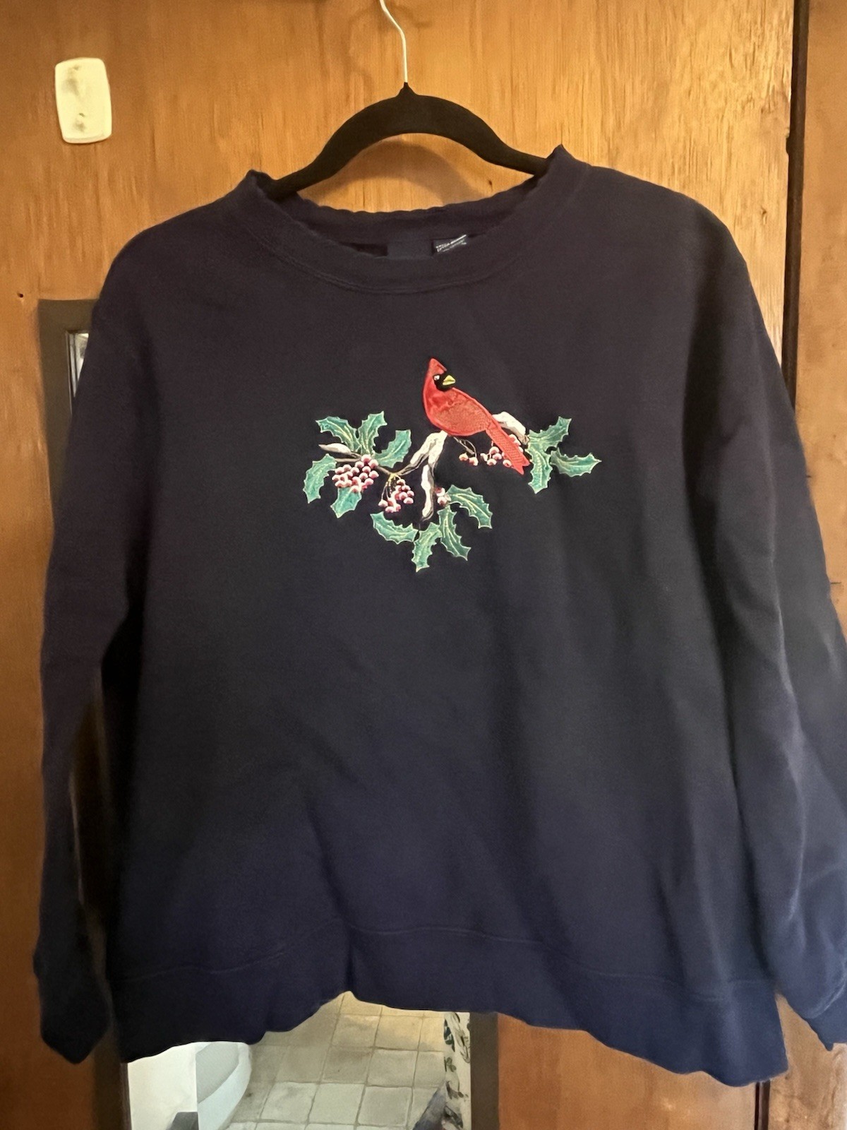 Basic Editions Christmas Embroidered Crewneck Swe… - image 1