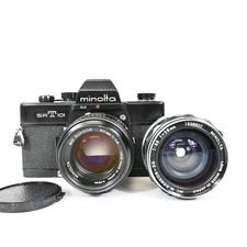 Minolta SR-T 101 Black + 50mm F1.4 MD ROKKOR + 28mm F3.5 MC W.ROKKOR-SG Lens