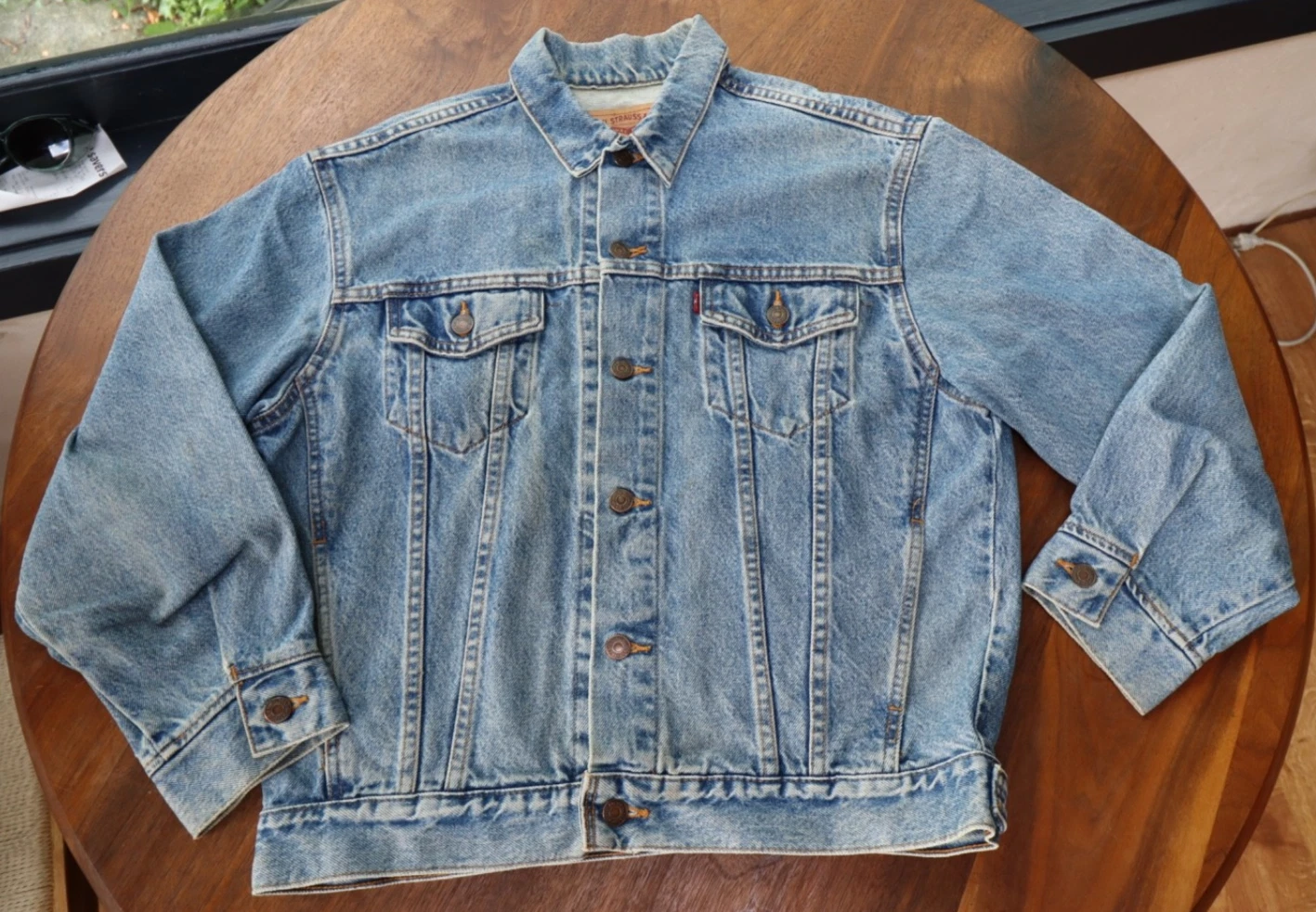 Vintage 80s Levis Blue Denim Trucker Jacket 57511 Unisex Large