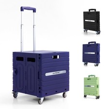 Folding Utility Cart Portable Rolling Crate Handcart Foldable Shopping Trolle...