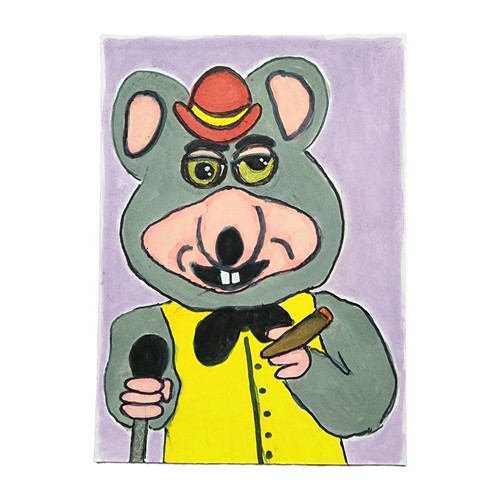 ACEO OOAK Original Painting Art Card Acrylic check e cheese rat 80s 90s retro