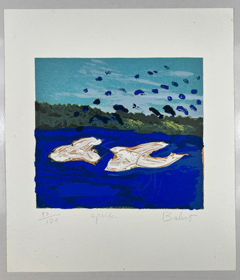   Signed Graphic  Aprile  93/120 Color Lithograph Nude in Water Modern
