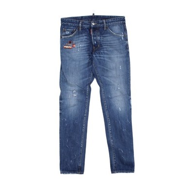 Dsquared Jeans Herren W32 L33 Blau Tapered Made In Italy Distressed Denim