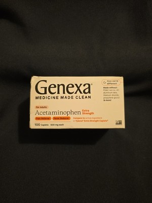 NEW Genexa Clean Acetaminophen Extra Strength 500mg & Fever Reducer 100Ct SEALED