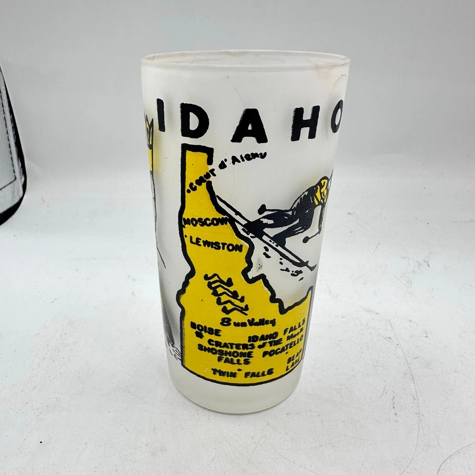 Vintage Idaho State Souvenir Glass Frosted Tumbler Hazel Atlas MCM Cocktail - Image 3 of 4