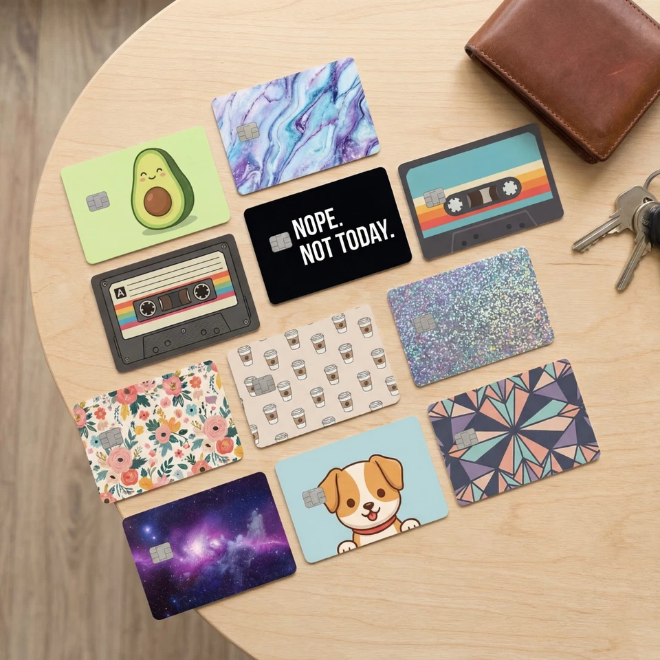 Credit Card Sticker, Credit Card Skin for Small Chip Credit Debit, Various