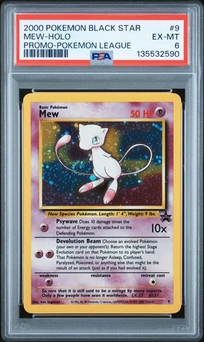 2000 POKEMON PROMO BLACK STAR POKEMON LEAGUE #9 MEW-HOLO PSA 6