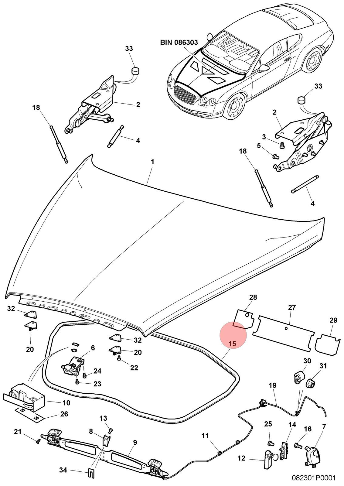 04-17 BENTLEY CONTINENTAL GTC FRONT HOOD BONNET RUBBER WEATHERSTRIP SEAL OEM