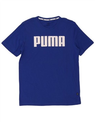 PUMA Mens Graphic T-Shirt Top Medium Blue Cotton AX23
