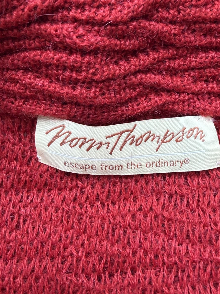 Suéter Norm Thompson Mujer Grande Rojo 100% Alpaca Cárdigan Cierre Rana Tejido Foto 4 de 4