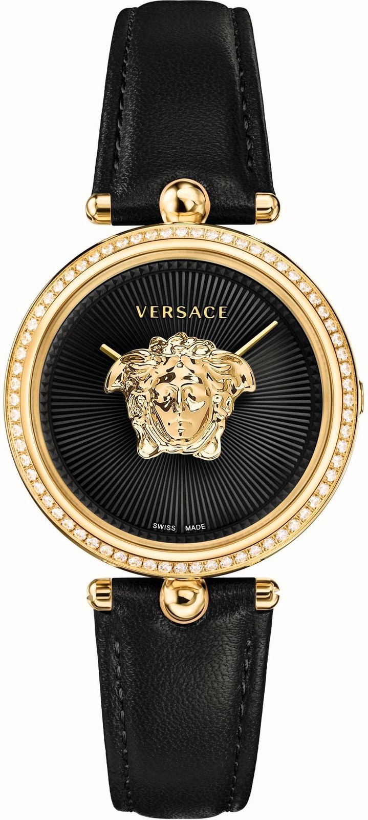 Versace Empire Black Leather Gold Diamond Watch - Female - Watches - Multicolor - One Size - Accessories - Image 2