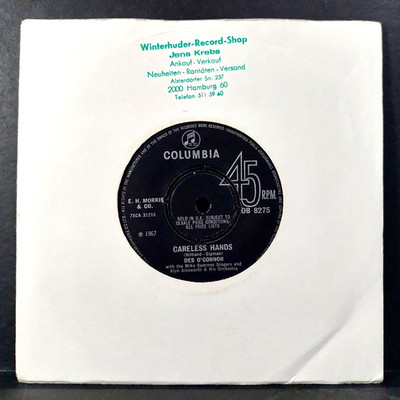DES O'CONNOR - 1967 - CARELESS HANDS / DANNY BOY - UK Press - Single 7''    VG +