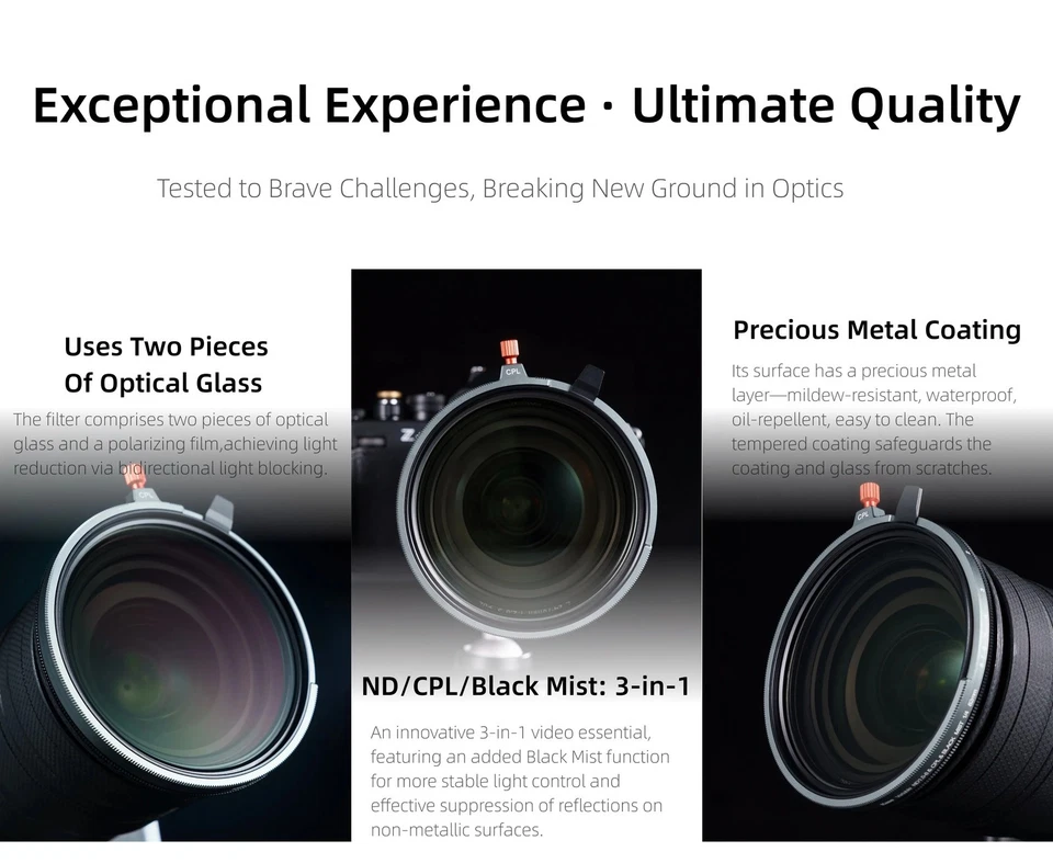 Kase Variable ND1.5-8 & CPL & Black Mist 3 in 1 filter for Canon Sony Nikon - Image 4 of 4