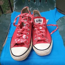 Size 10 women's 8 mens - Converse Chuck Taylor All Star Ox Red w/custom shoelace