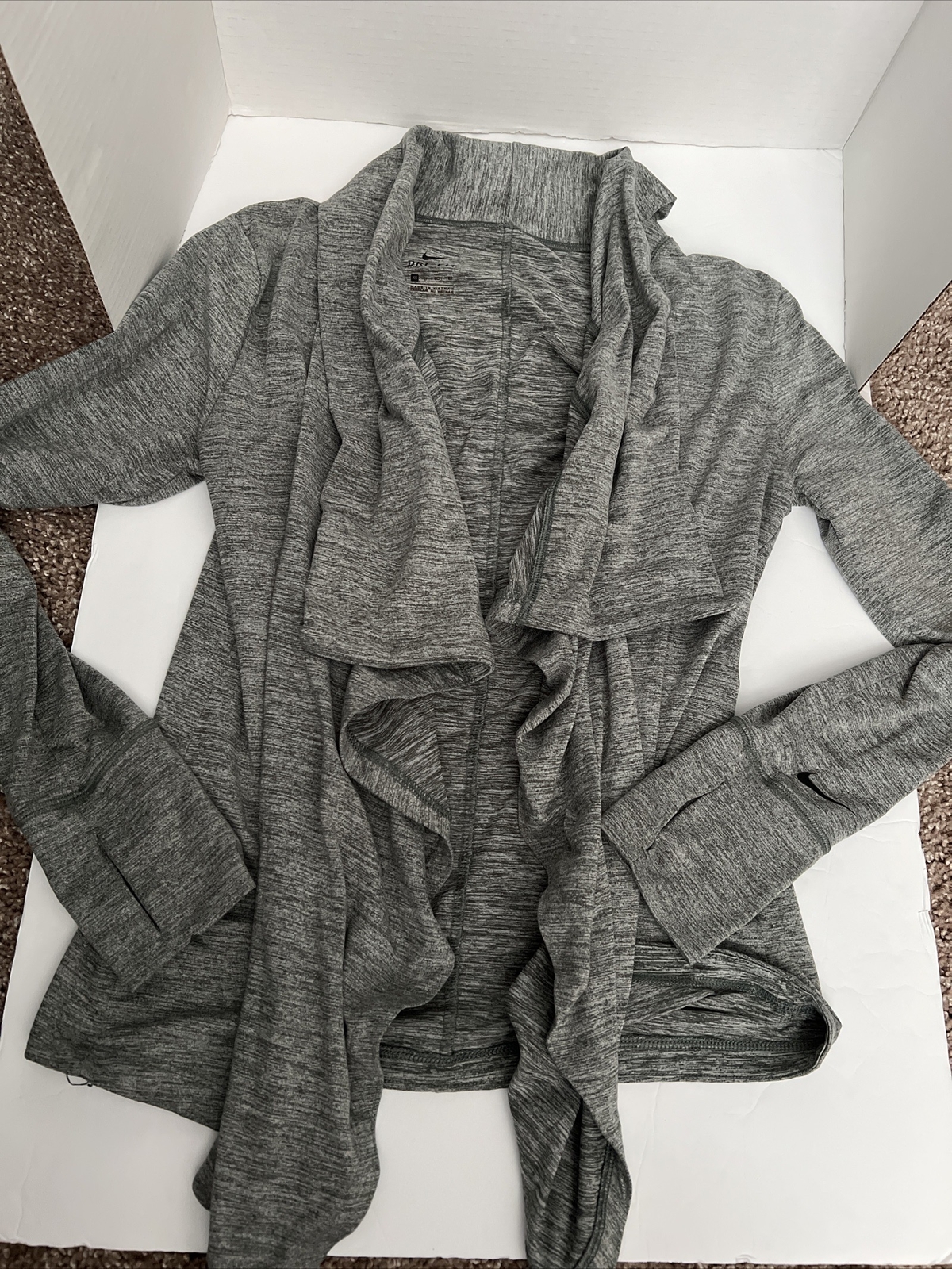 SACAI X NIKE Nike giacca yoga manica lunga donna XS heathered drappeggiato grigio cardigan aperto