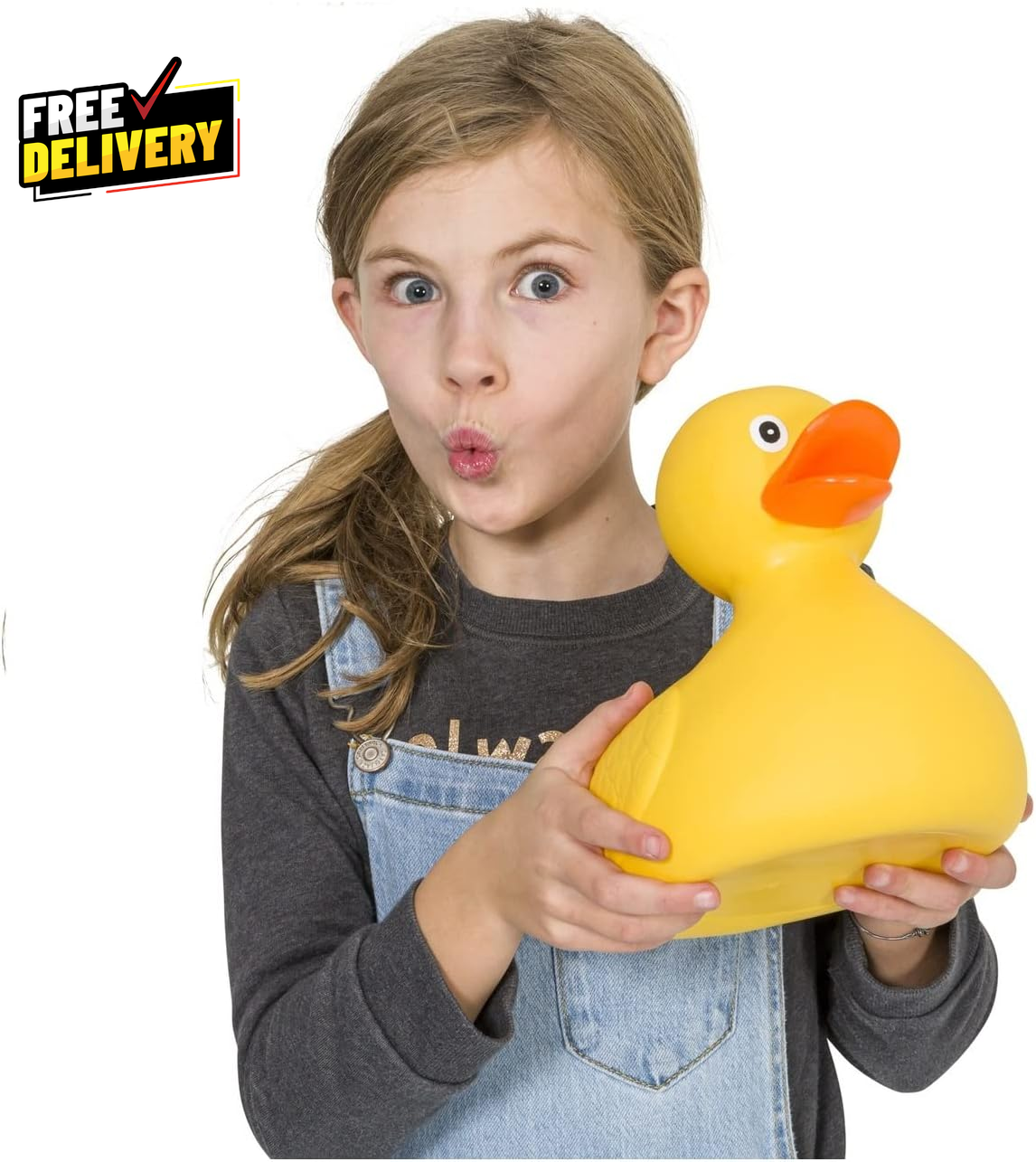 Jumbo 10.5 Inch Squeaky Yellow Rubber Duck with Open Beak