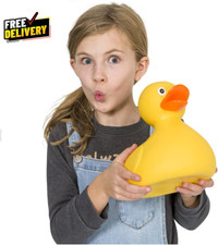 Jumbo Yellow Rubber Ducky 10.5 Makes Noise When Squeezed Has Open Beak