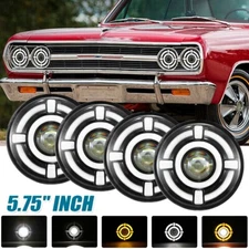 4PCS 5 3/4" 5.75" for Chevrolet Corvette C1 C2 C3 LED Headlights Hi-Lo Beam DRL