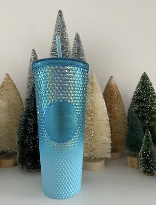 NWT Gradient Blue Ombre Starbucks 24oz Cold Cup Diamond Studded Bling  Tumbler | eBay