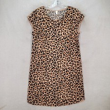 Brown Leopard Scoop Neck Casual Classic A Line Boxy House Womens Dress Size M