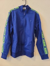 GUESS  FULL ZIP ARLO SWEATSHIRT BLUE LARGE SIZE NWT