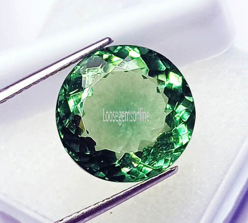Natural Green Amethyst 10 to 12 Ct Loose Gemstone Round Single Certified L843 - Picture 5 of 7