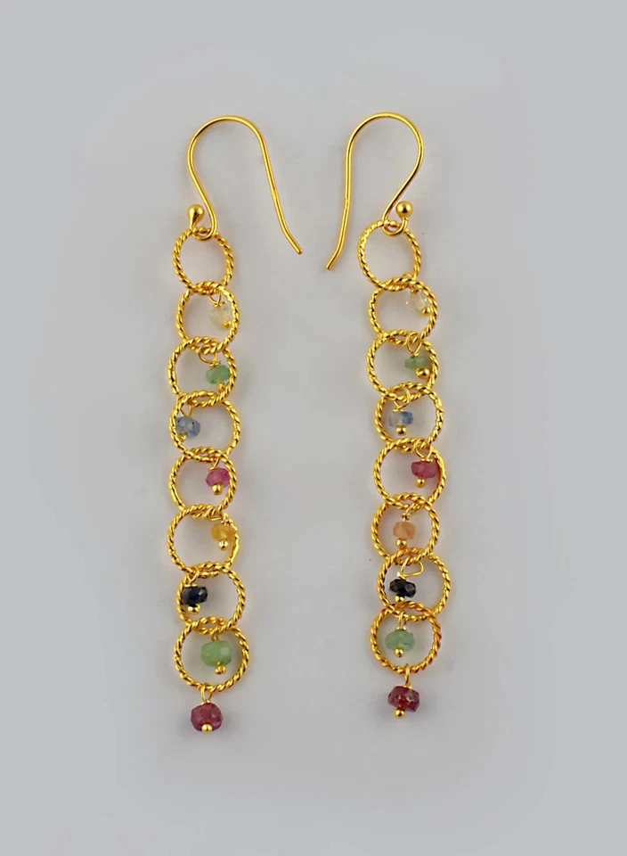 Pendiente de zafiro natural pendiente de plata de ley 925 pendiente genuino Foto 3 de 3