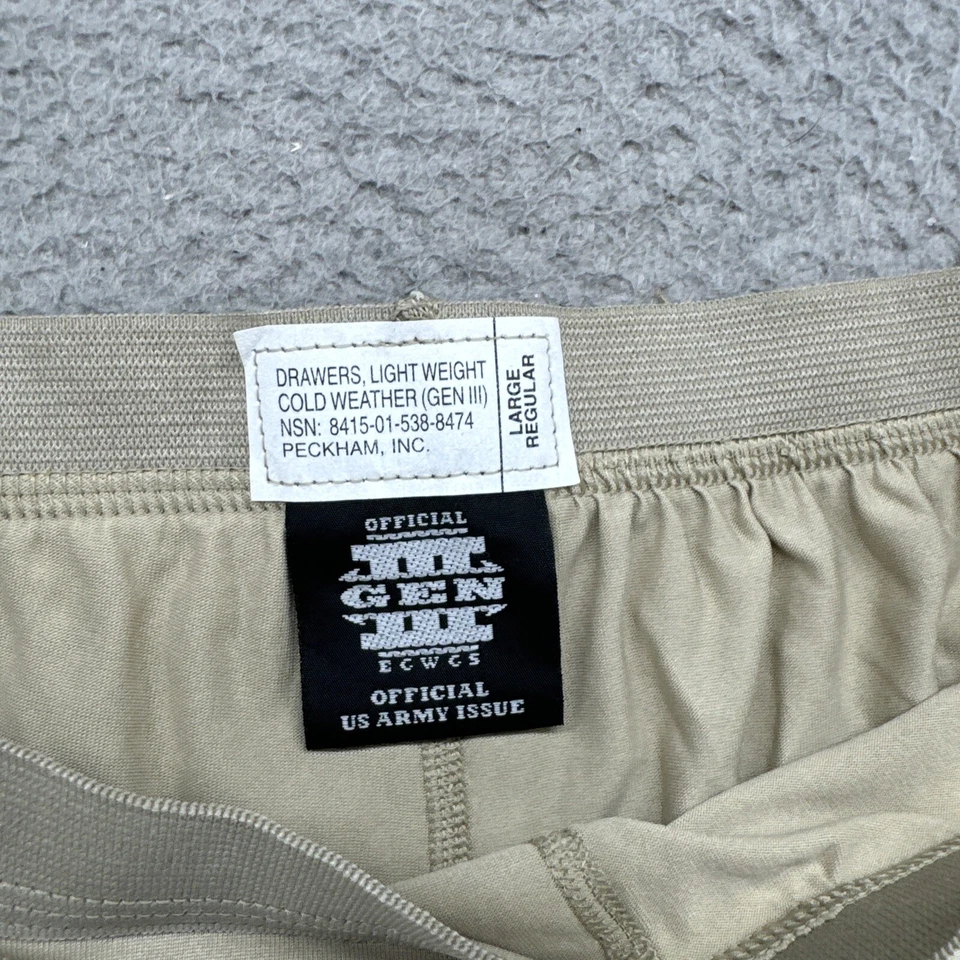 Gen III Drawers Light Weight Cold Weather Army Tan Size Large Regular NEW NWT - Image 3 of 4
