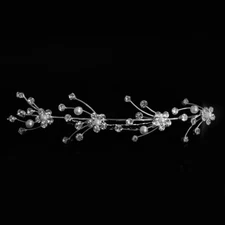Wedding Bridal Tiara Headband Silver Flowers and Pearls (Imitation) 
