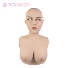 Roanyer Silicone May Mask Fake Breast Form Fake Face Crossdresser Hood