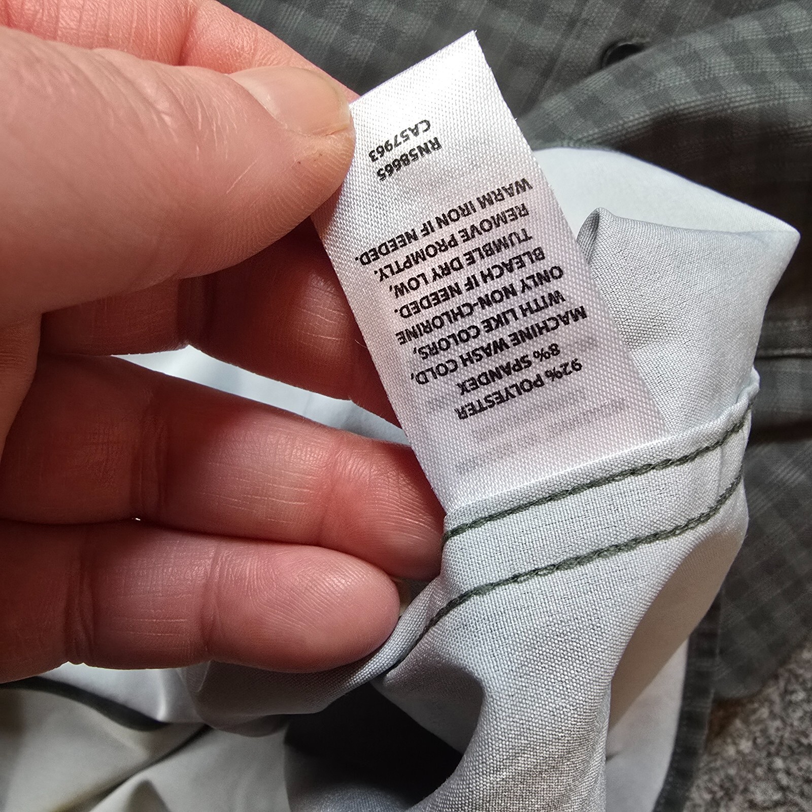 Nordstrom Shirt Mens Size 2XL Green Gray Tech Smart Trim Fit Performance Career