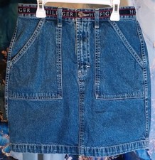 Tommy Jeans Vintage Y2K 2000s Tommy Hilfiger A-line Denim Skirt Logo Size 8
