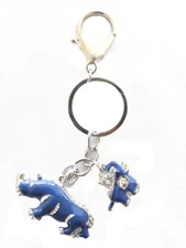 Feng Shui Blue Rhino Amulet Anti Burglary Keychain Cure to Flying Star #7 
