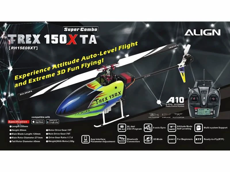 T-REX 150X TA Super Combo with Align A10 Transmitter : RH15E08XT