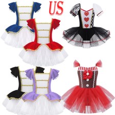 Kids Christmas Elf Santa Claus Costume Dance Dress Ballet Figure Ice Skater
