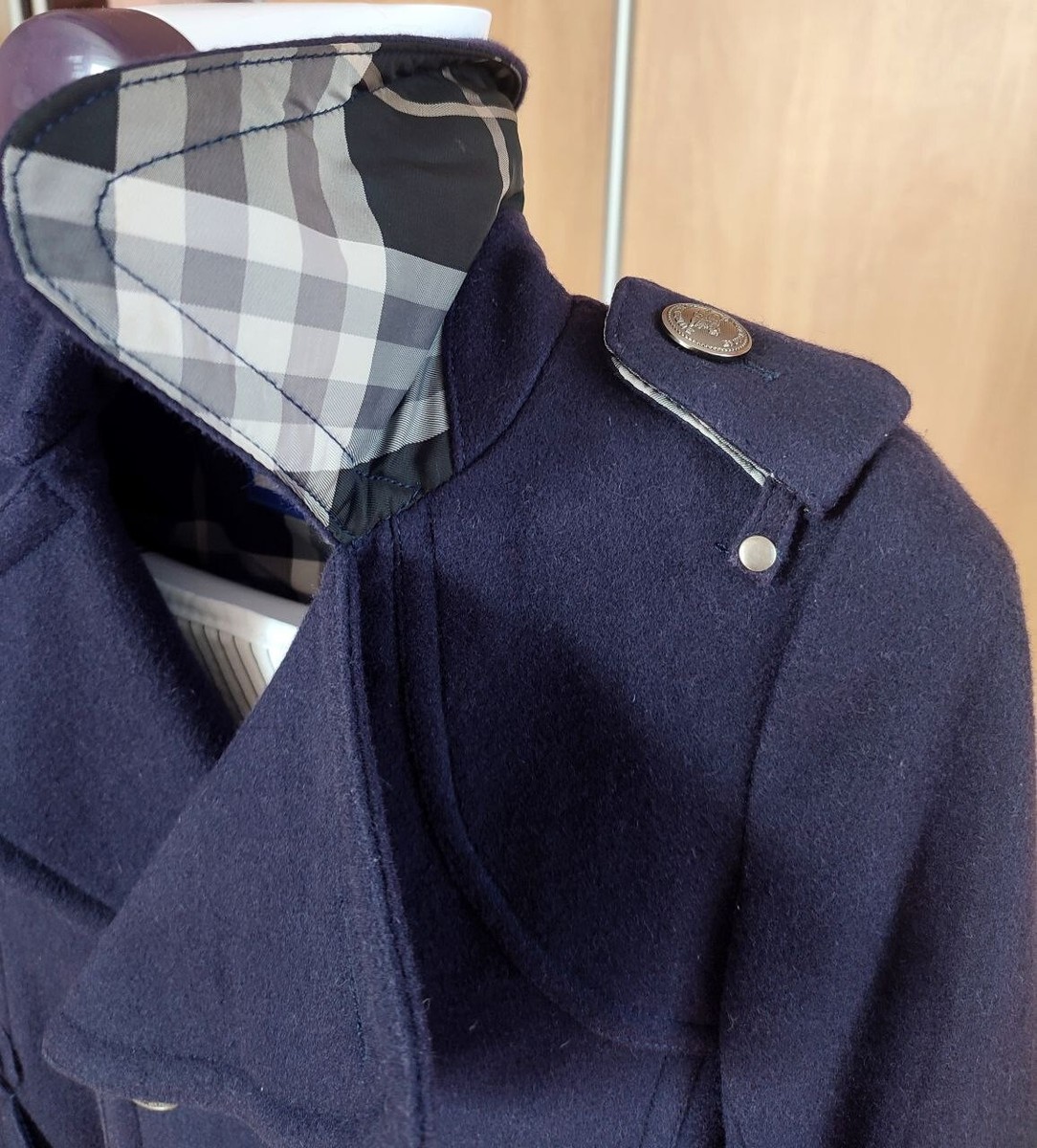 BURBERRY Blue Label Women's Wool Blue Coat Jacket Size 36 (S BURBERRY Blue Label Women's Wool Blue Coat Jacket Size 36 (S