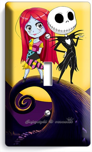 CUTE NIGHTMARE BEFORE CHRISTMAS JACK E SALLY INTERRUTTORE LUCE PRESA HD PIASTRA DA PARETE - Foto 3 di 34