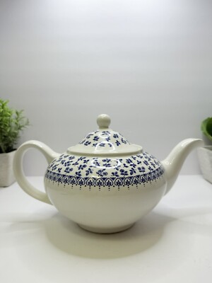 Wood & Sons England Dorset Gray Teapot 6 Cup Burslem Hand Engraving Floral B6
