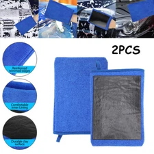 2Pcs Car Wash Gloves Microfiber Clay Bar Towel Detailing Cleaning Cloth Rag Mitt
