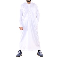 Mens White Thobe Jubba SAUDI Ramadan EID Islamic Kaftan Kaudara Arabic Jubbah