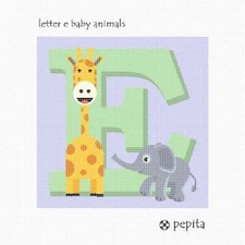 Letter E Baby Animals Needlepoint Kit or Canvas