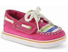 Sperry Topsider Bahama Jr Crib Pink Stripe Baby Shoe Sz 1 NIB.