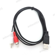 USB A 2.0 Male To 2 Rca Male AV plug connector Cable PC TV AUX Audio Video 1.5M