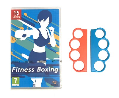 Fitness Boxing Game for Switch + 1 Pair Finger Clasp Hand Grip Handle Red/Blue
