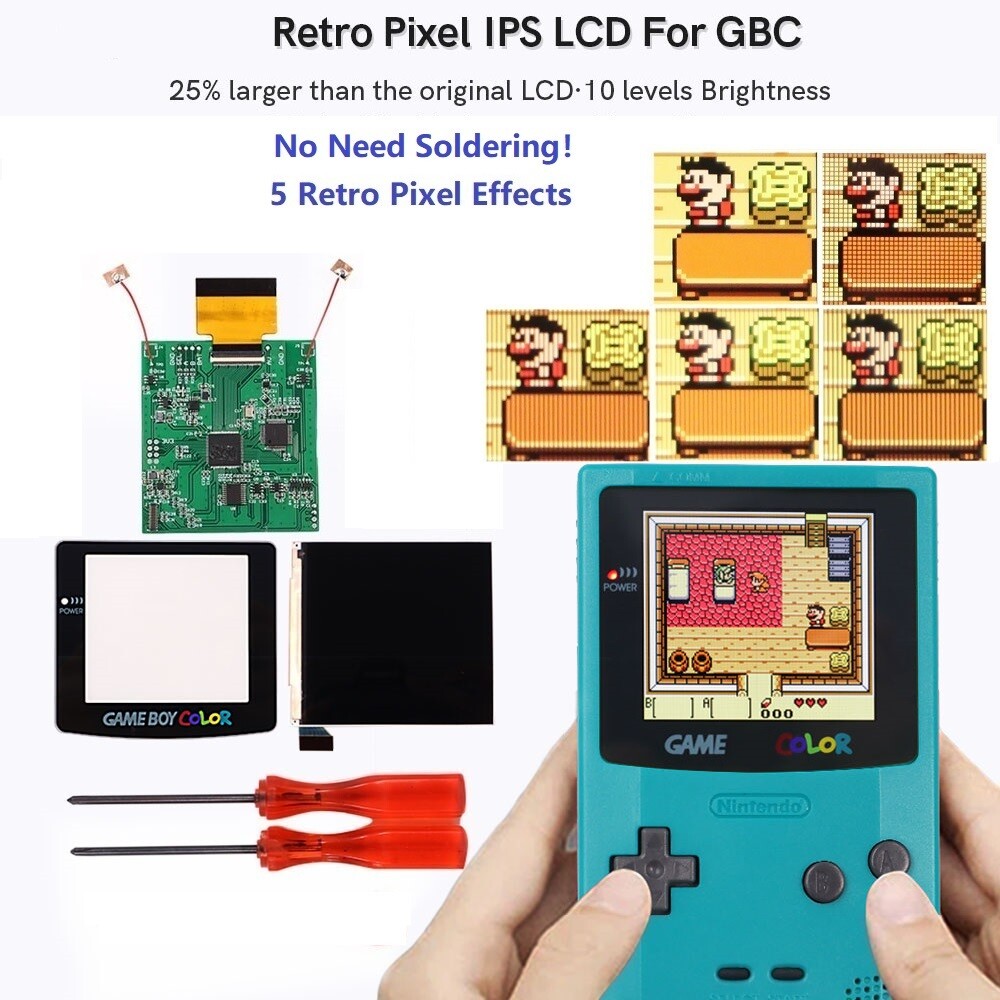 No Need Solder Retro Pixel IPS Backlight LCD Screen For Game